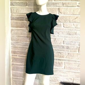 Theia Women's Ruffle-Sleeve Sheath Dress Green Size 4